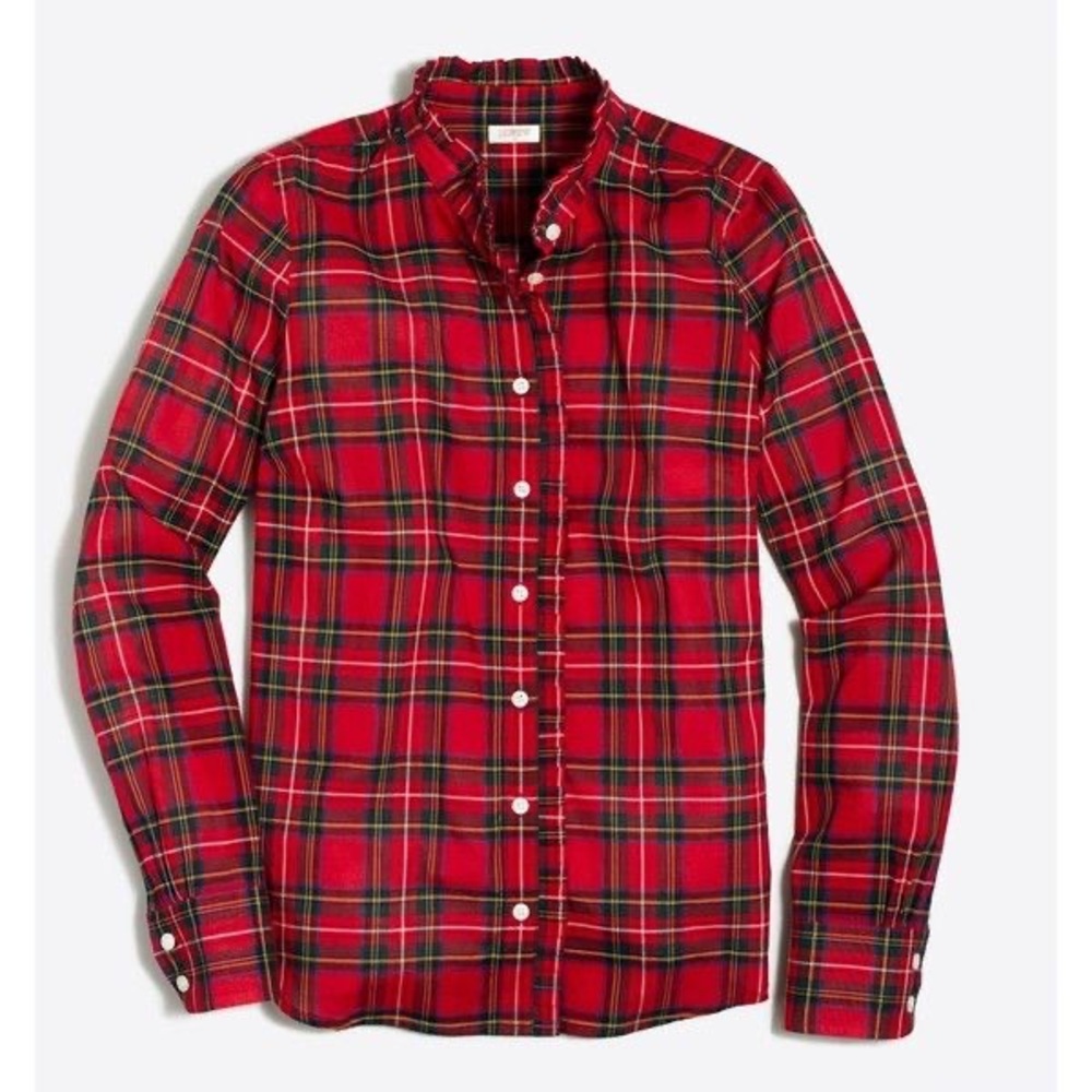 J Crew Plaid Ruffle Top
